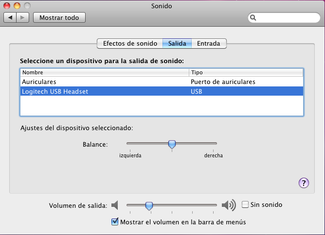 control del sonido para softphone mac os