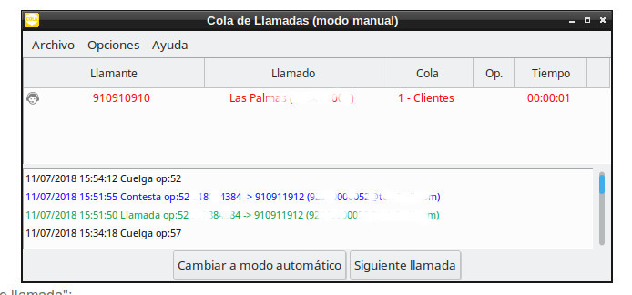 cliente cola llamada