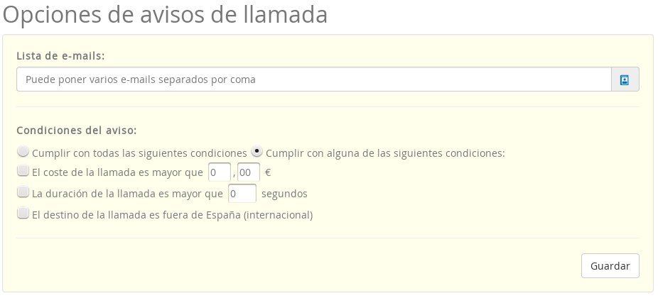 avisos de llamada por email