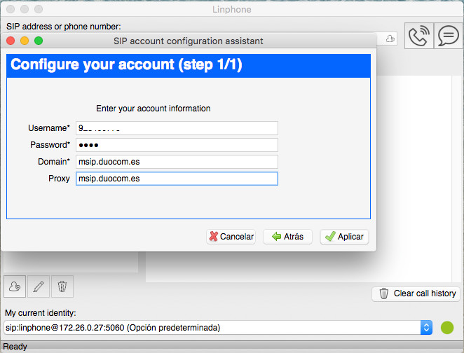 configurar linphone mac
