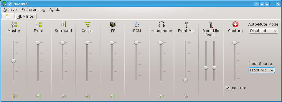 control del sonido para softphone linux