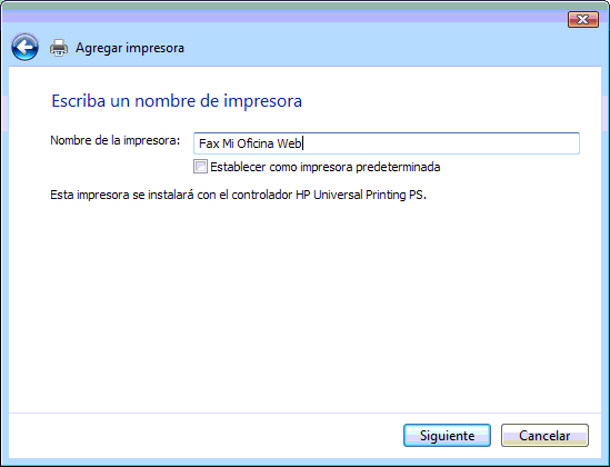 configuracion impresora fax