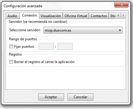 configuracion del softphone